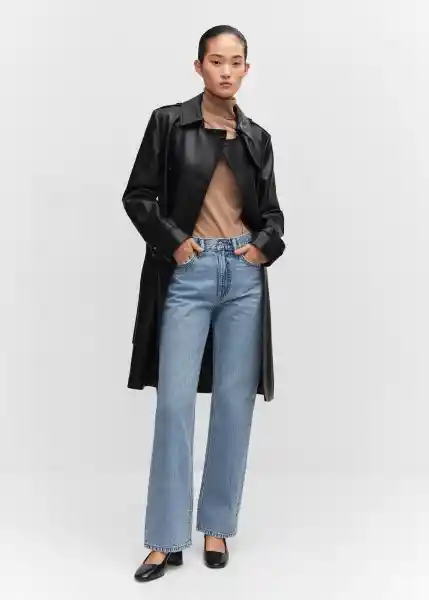 Abrigo Trench Polanapu Negro Talla XL Mujer Mango