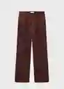 Pantalón Flor Chocolate Talla 42 Mujer Mango