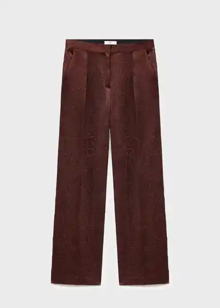 Pantalón Flor Chocolate Talla 42 Mujer Mango