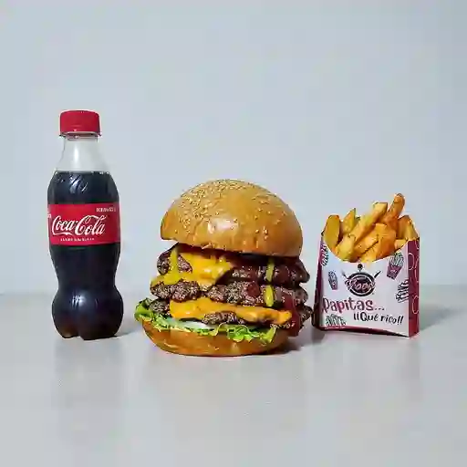 Combo hamburguesa triple carne