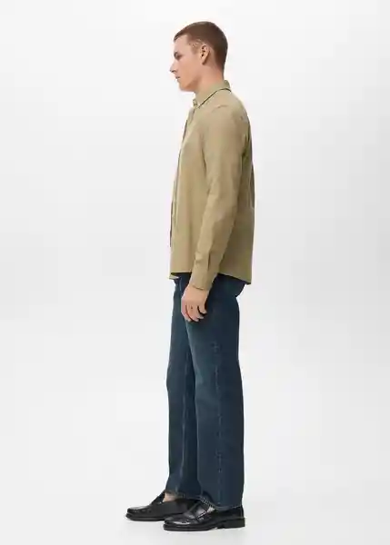 Camisa Oxford Khaki Talla M Hombre Mango
