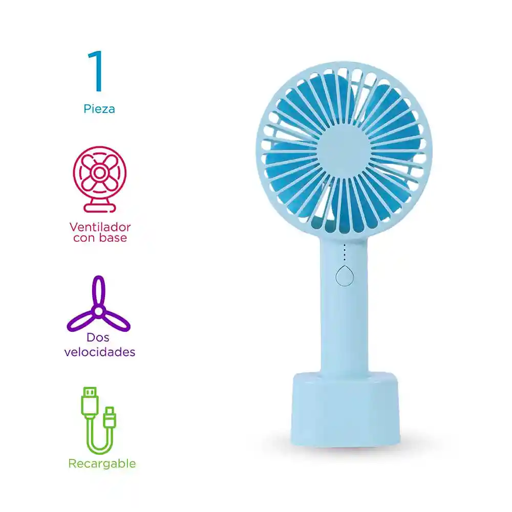 Ventilador Mini de Mano Con Base 1200 Mah Azul Miniso