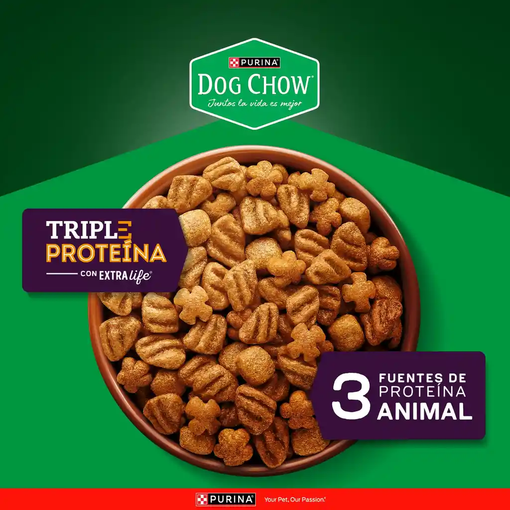Comida para perro Dog Chow Triple proteina todos los tamaños 22,7 kg