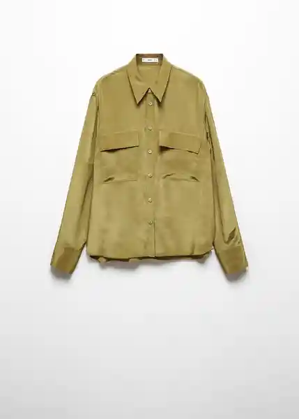 Camisa Massima Khaki Talla XS Mujer Mango