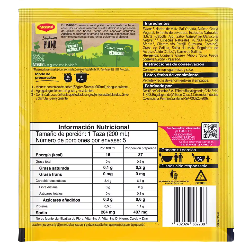 Sopa MAGGI Gallina con Fideos x 52g