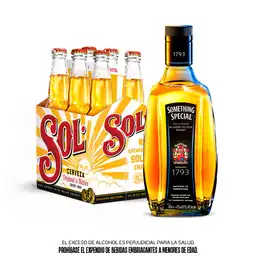 Six Pack Cerveza Sol Botella 330 Ml + Something Special 750 Ml