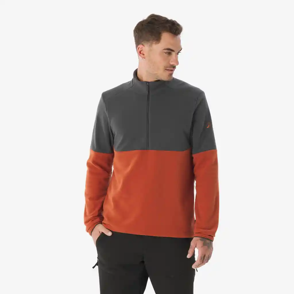 Saco Polar Senderismo Montaña Hombre - Mh500 1/2 Cremallera Café