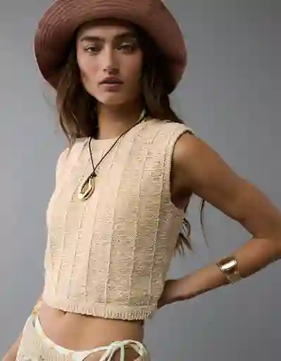 Suéter Tejido Mujer Beige Talla Medium 1479676 American Eagle