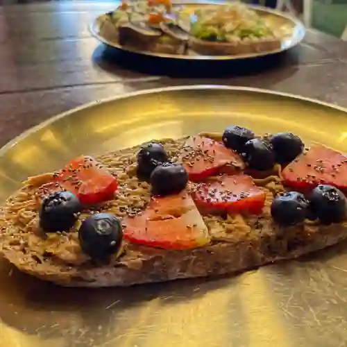 Peanut Butter And Wild Fruits Toast