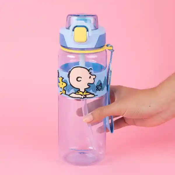 Botella de Plástico de Con Correa Snoopy Azul 800 mL Miniso