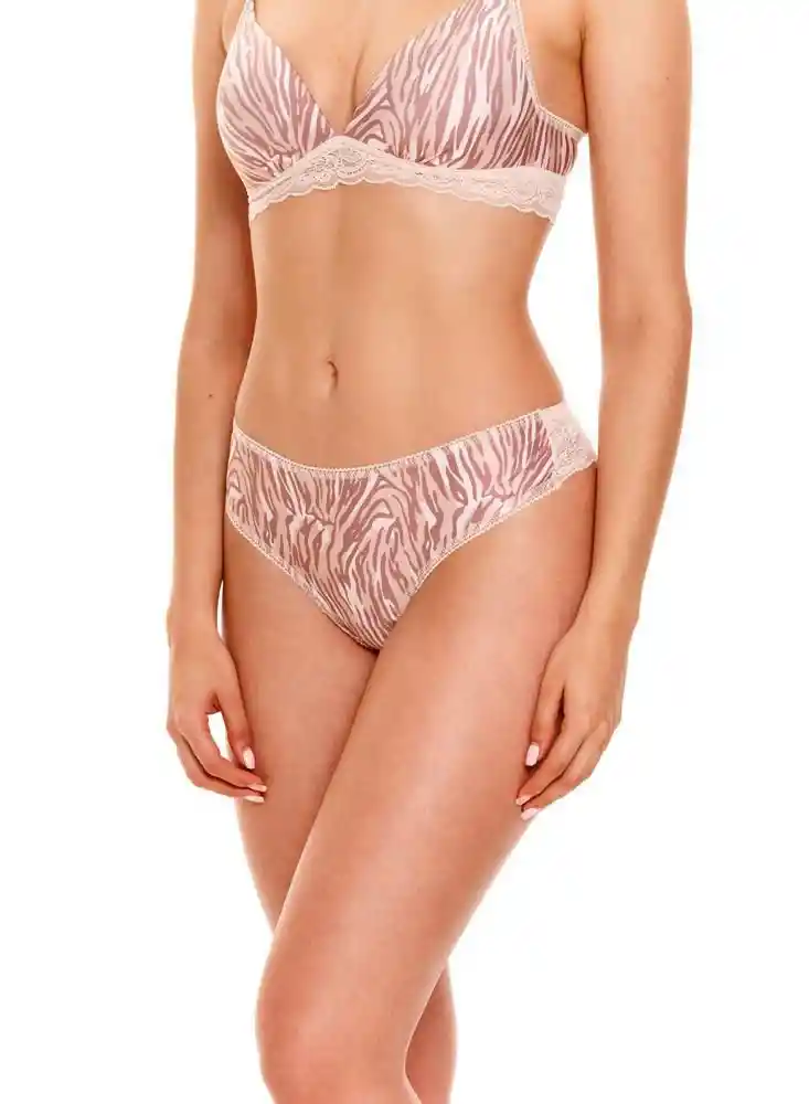 Brasilera Con Encaje en Posterior S - Rosado