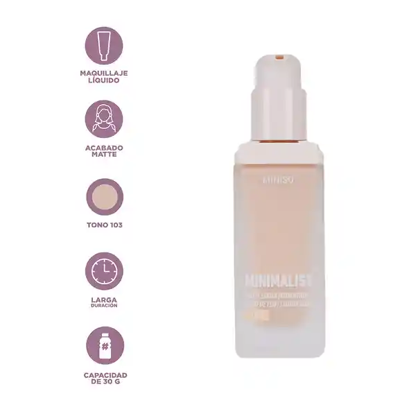 Base de Maquillaje Líquida Mate Serie Minimalist 103 Miniso