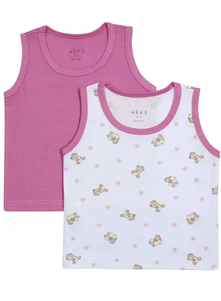 Camiseta Manga Sisa X 2 Bebe 6/9 Meses - Fucsia