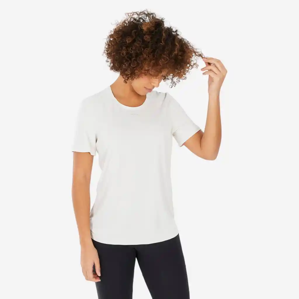 Camiseta Manga Corta de Senderismo Mujer - Mh500 Beige