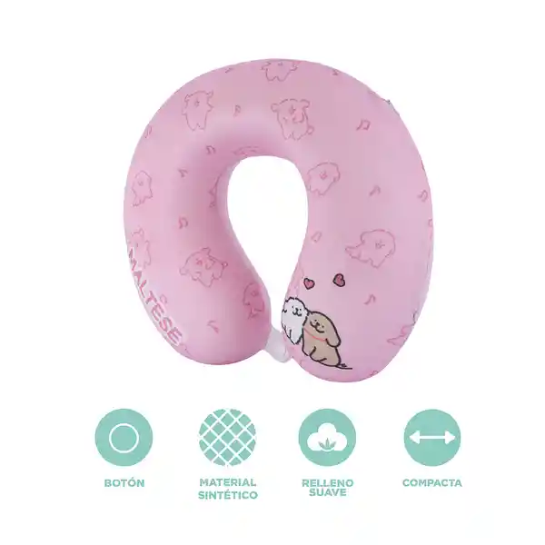 Almohada de Viaje Espuma Viscoelástica Serie Maltese Rosa Miniso