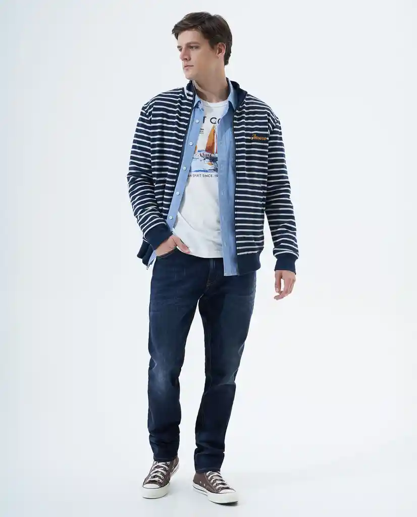 Jean Tapered Fit Tiro Medio Para Hombre
