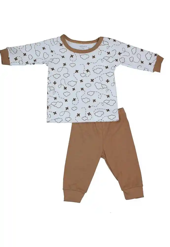 Pijama Rib Dos Piezas Bebe 00a03 3/6 Meses-ocre