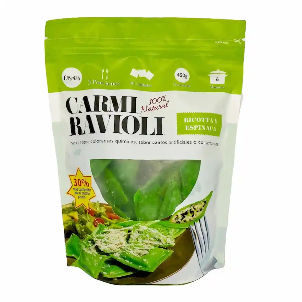 Carmi Pasta Ravioli con Ricotta y Espinaca