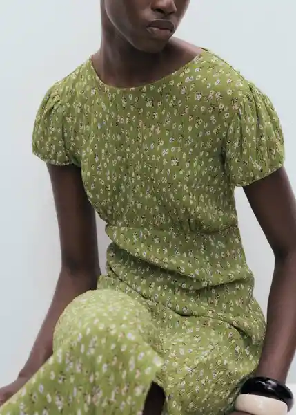 Vestido Pomelo Verde Talla M Mujer Mango