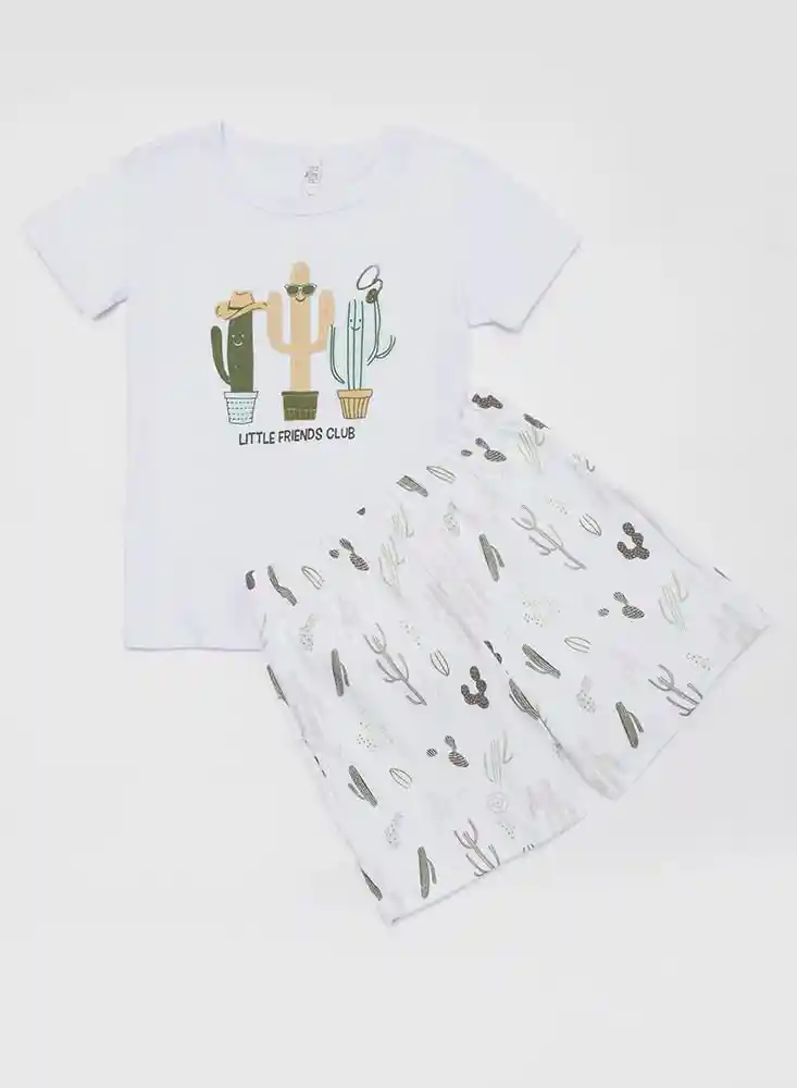 Pijama Corta-corta Bebito 6/9 Meses-blanco