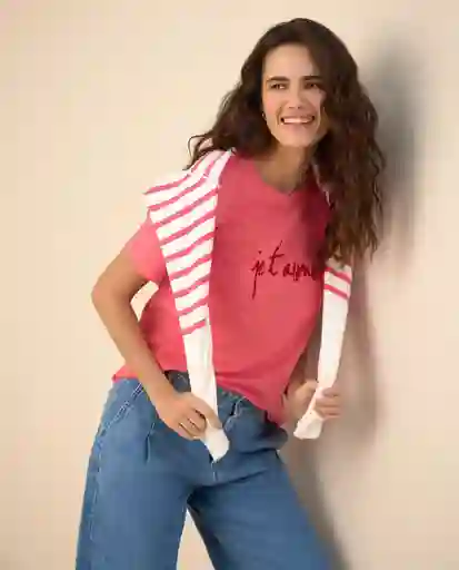 Camiseta Rosa Camelia Medio Talla L 601G004 Esprit