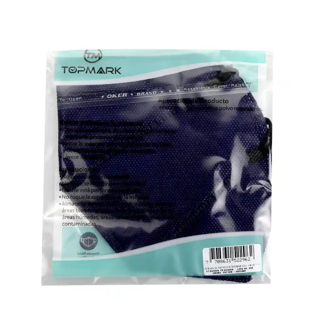 Mascarilla Protección 5capas Color Azul Oscuro