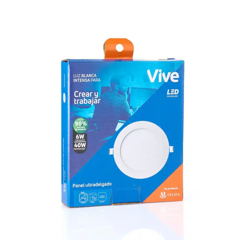 Panel Led Vive Incrustar 6w 30h 6500k 1 u Vive 7707208217324