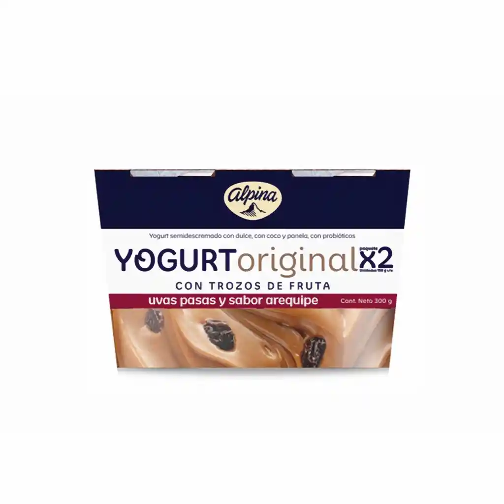 MPLX2 Yogurt Original Alpina Uvas Pasas y Arequipe 150g