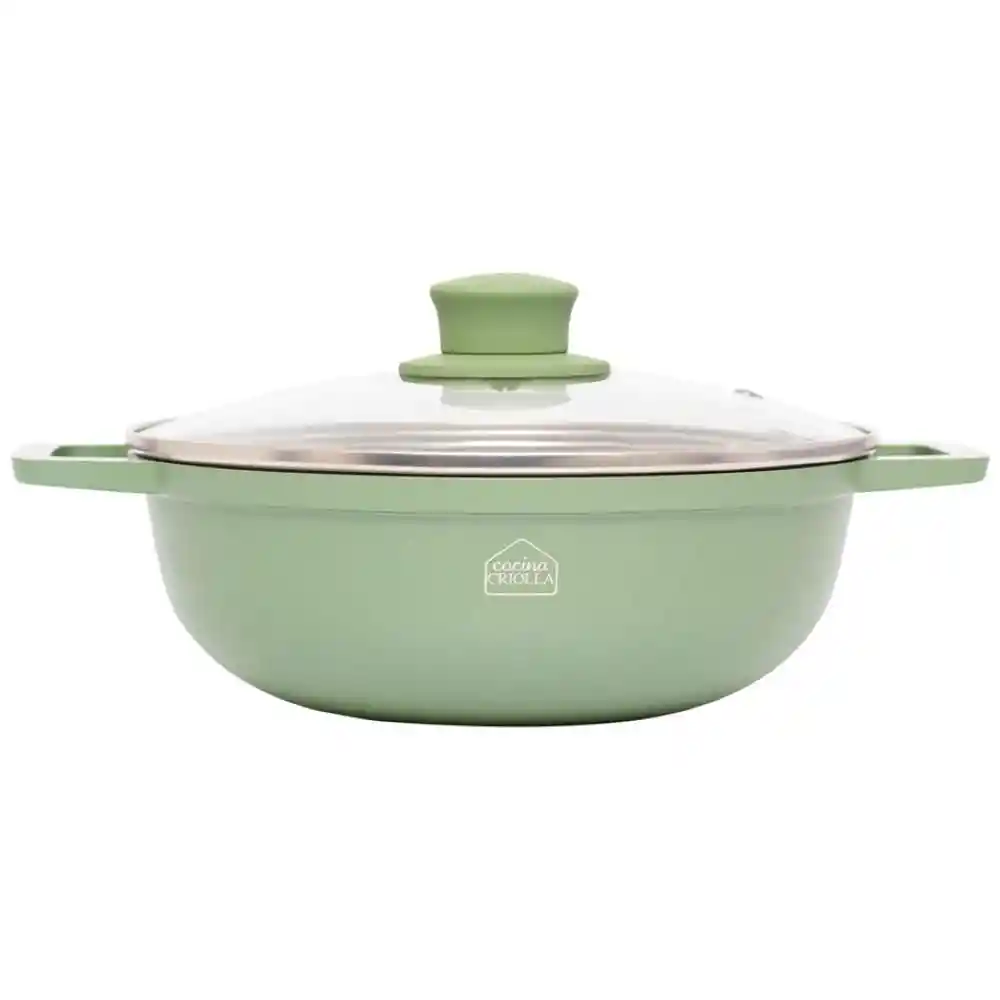 Cocina Criolla Caldero Inducción Cerámica + Tapa Vidrio 24 cm
