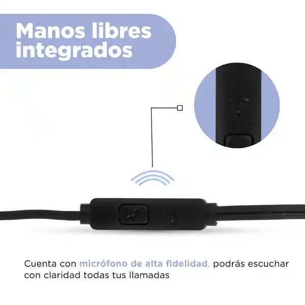 Audífonos Tipo C Micrófono Negro Mod 22E27 Miniso