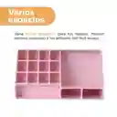 Organizador Plástico de Maquillaje Compartimentos Rosa Miniso