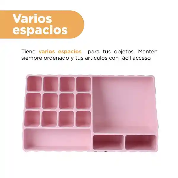 Organizador Plástico de Maquillaje Compartimentos Rosa Miniso