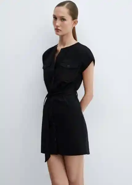 Vestido Gala Negro Talla XL Mujer Mango