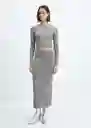 Falda Prinches Gris Medio Vigoré Talla L Mujer Mango