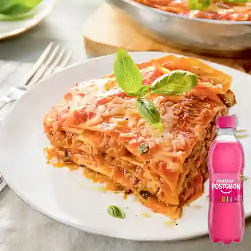 Combo Lasaña Mixta + Postobón Manzana 250 ml
