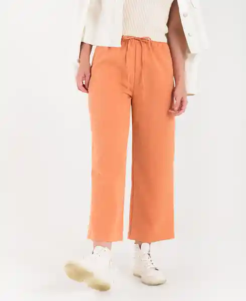 Pantalón Tipo Jogger De Bota Ancha Naranja Medio Talla S Mujer Naf Naf