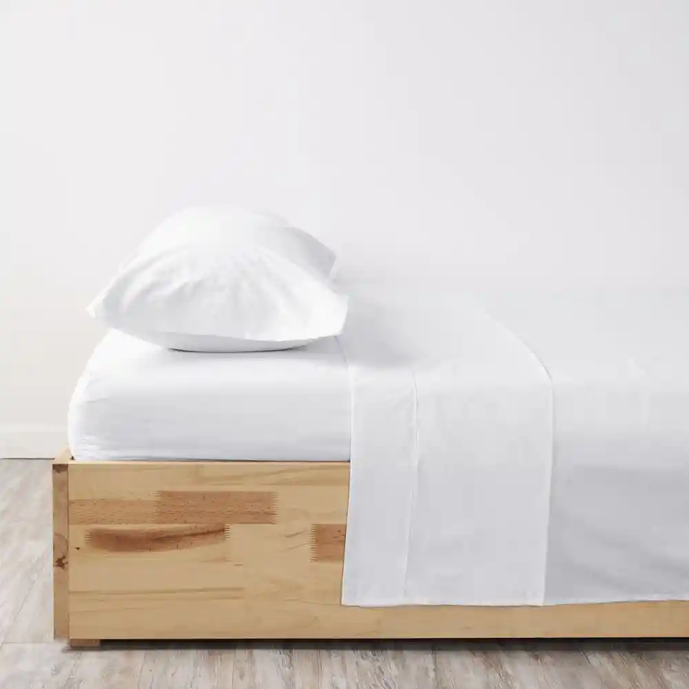 Juego de Cama Extradoble 180 Hilos Unicolor Blanco Distrihogar