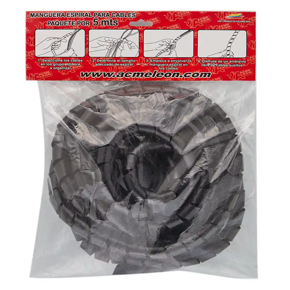 Acme Leon Manguera Espiral Cables Negro 3/4 Es2mg2ah35