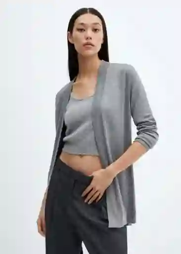 Cárdigan Alma Gris Medio Vigoré Talla M Mujer Mango