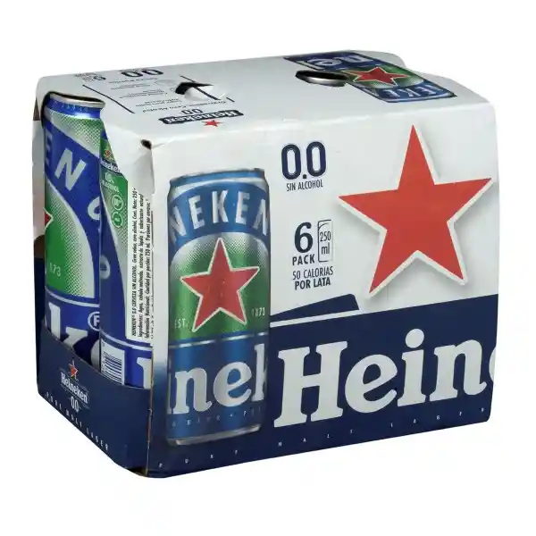 Heineken Cerveza 0.0 250 mL x 6 Und
