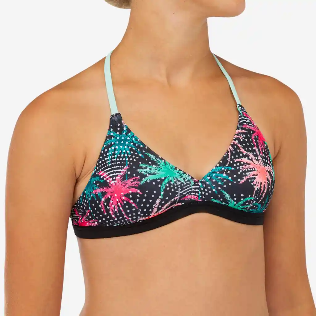 Top de Bikini de Surf Para Niña Olaian 500 Negro
