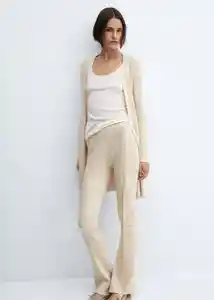 Pantalón Flare Beige Talla M Mujer Mango