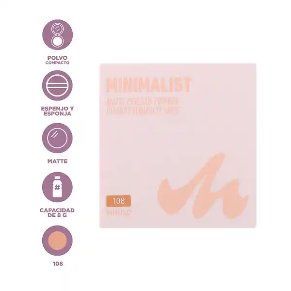 Polvo Compacto Mate Serie Minimalist 108 Miniso