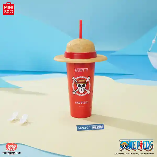 Vaso de Plástico de Con Pitillo y Sombrero One Piece Rojo Miniso