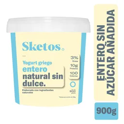 Sketos Yogurt Griego Entero Natural sin Dulce
