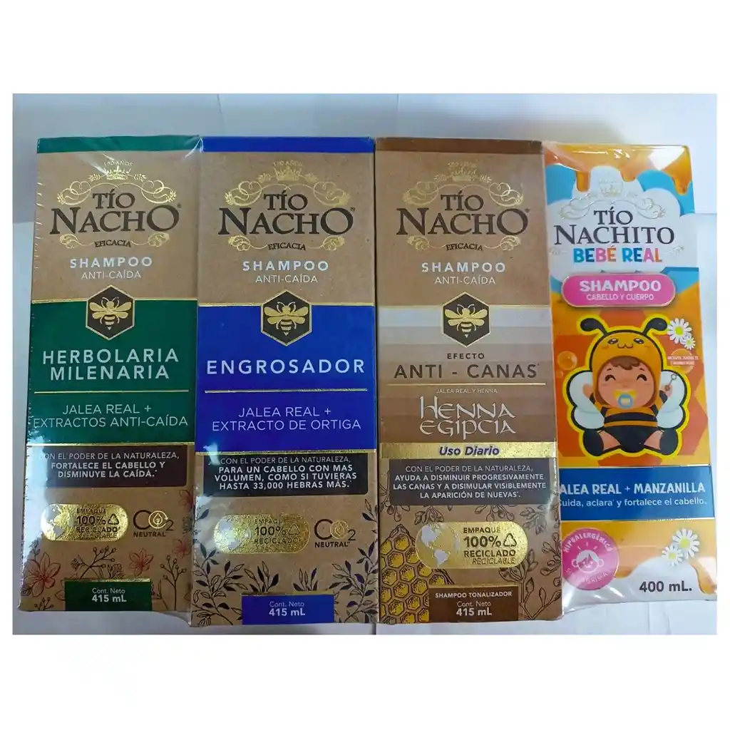 Shampoo Tio Nacho Anti-canas (2)+engrosador (2)+herbolaria X 415 Ml+sh Nachito Pag 5 Lleve 6