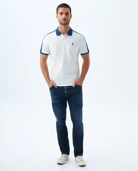 Camiseta Hombre Blanco y Azul Talla M 809f002 Americanino