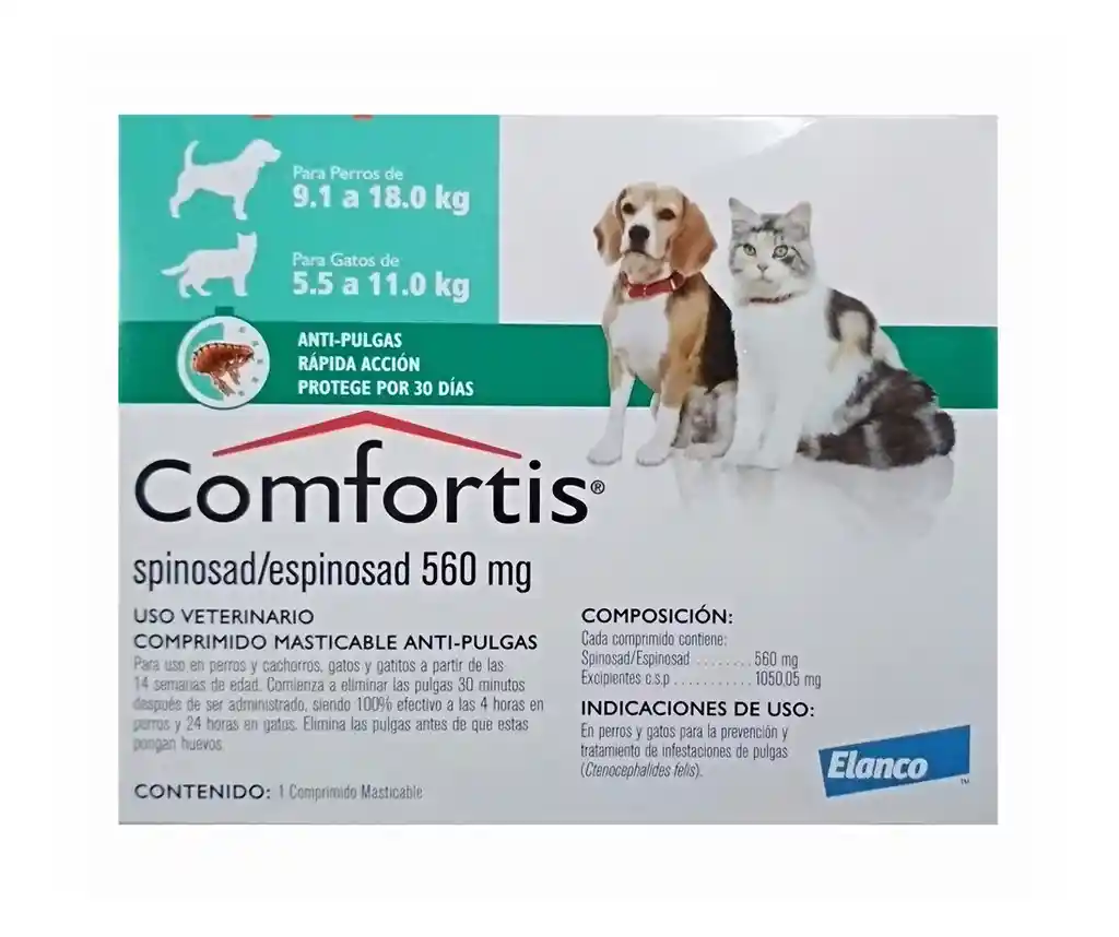 Comfortis Antipulgas Para Perro Y Gato 560 Mg 1 Tableta