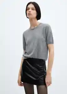 Falda Croco Negro Talla M Mujer Mango