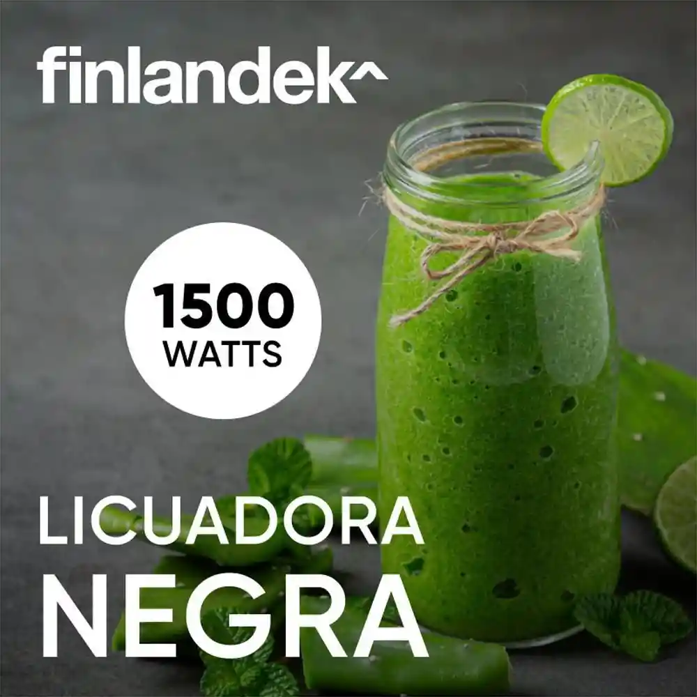 Finlandek Licuadora 4 Velocidades Vaso Vidrio Negra